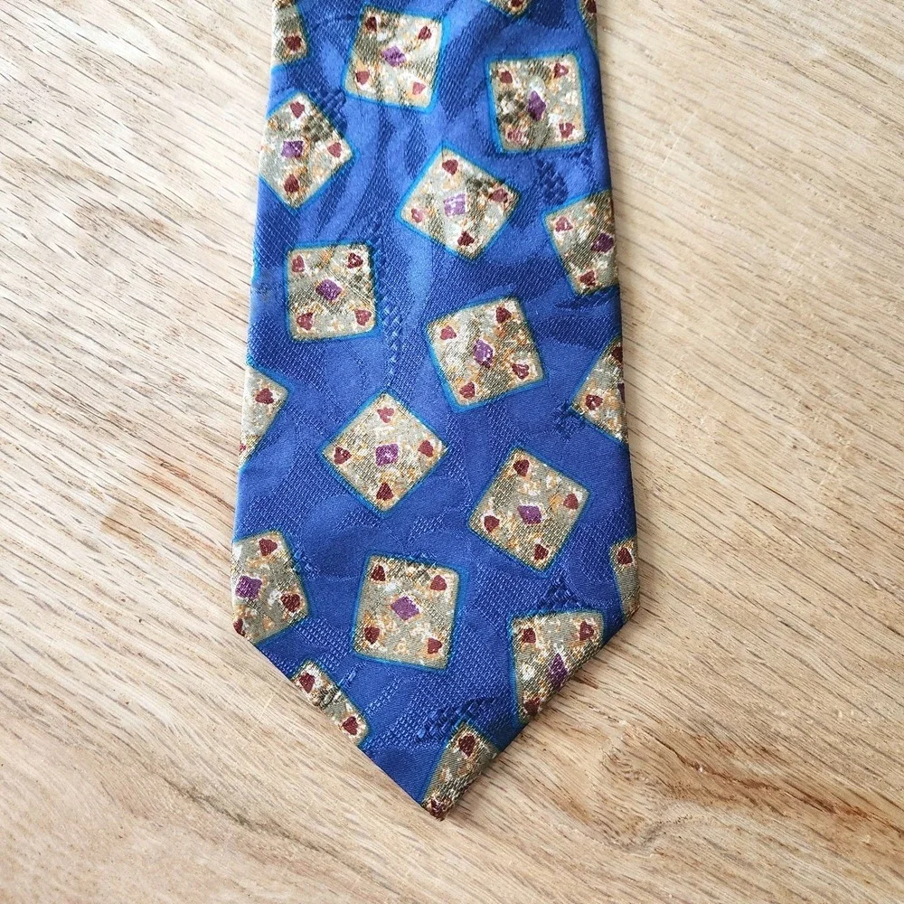 Vintage Ralph Lauren Chaps Mens Fashion Necktie Tie Silk Blue Red Yellow‎ 58